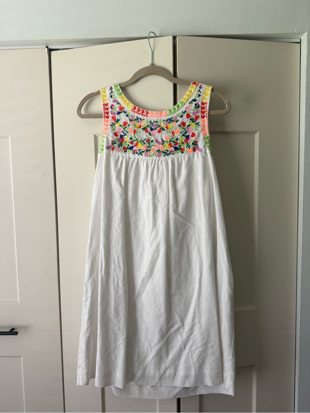 JCrew White Embroidered Sleeveless Dress